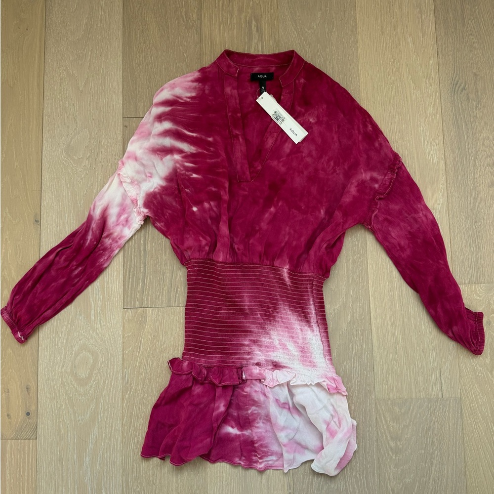 Aqua Magenta Tie-Dye Top